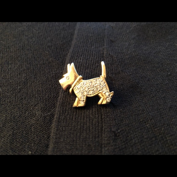 Gold tone & Rhinestone Scottie Dog Pin - Picture 1 of 7